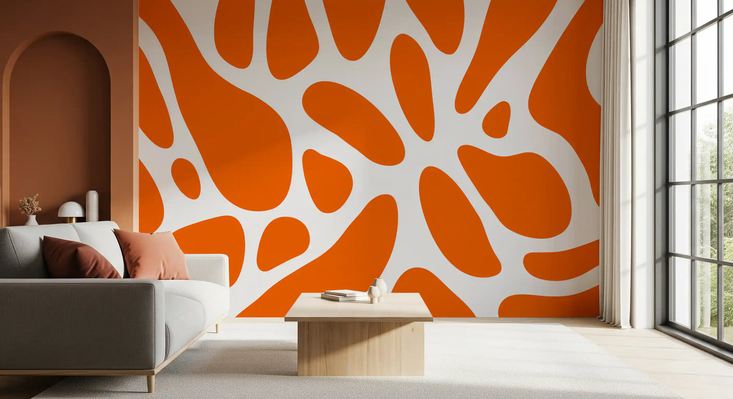 Retro Tangerine Flow Abstract Wall Mural