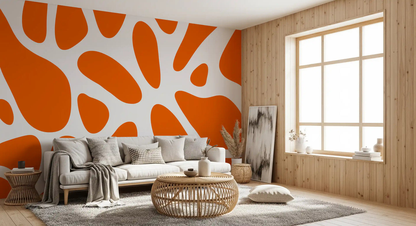 Retro Tangerine Flow Abstract Wall Mural