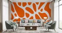 Retro Tangerine Flow Abstract Wall Mural