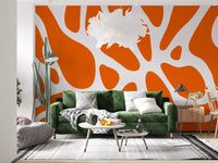 Retro Tangerine Flow Abstract Wall Mural
