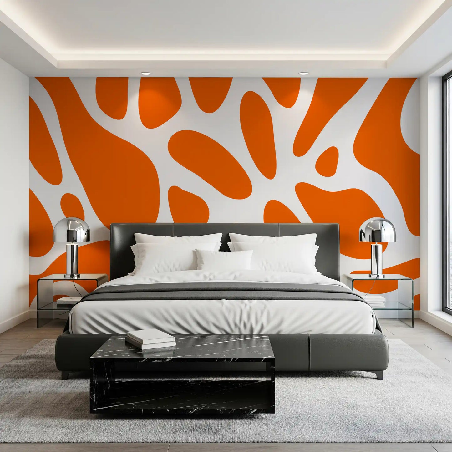 Retro Tangerine Flow Abstract Wall Mural