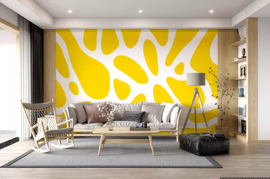 Sunlit Flow Abstract Yellow Shape Wall Mural