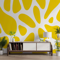 Sunlit Flow Abstract Yellow Shape Wall Mural