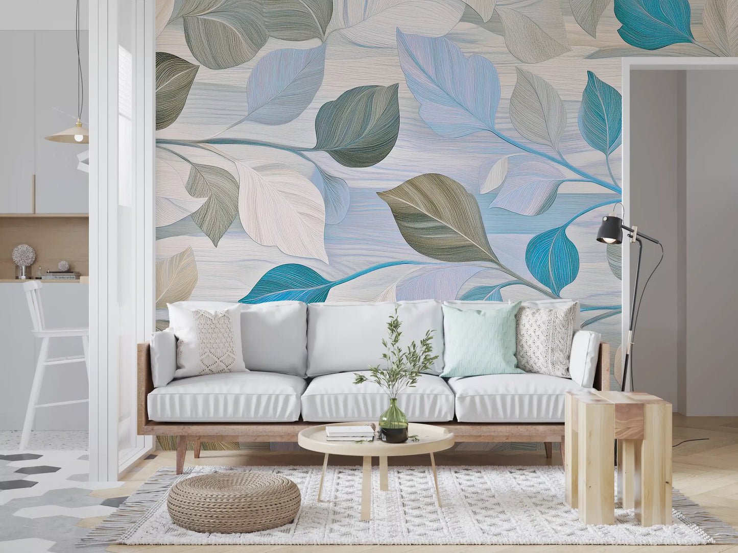 Whispering Leaves Pastel Botanical Wall Mural