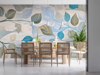 Whispering Leaves Pastel Botanical Wall Mural