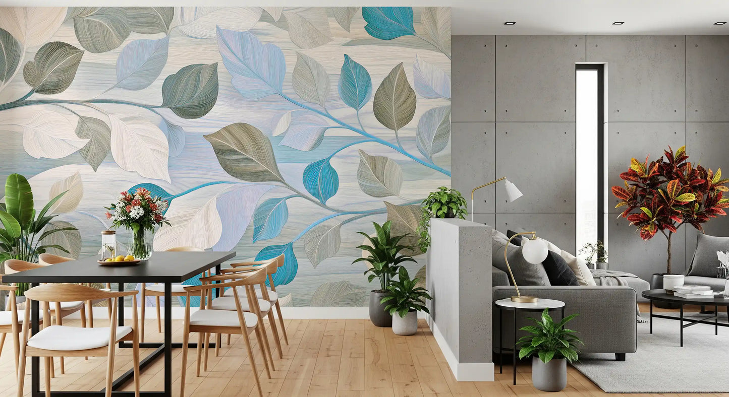 Whispering Leaves Pastel Botanical Wall Mural