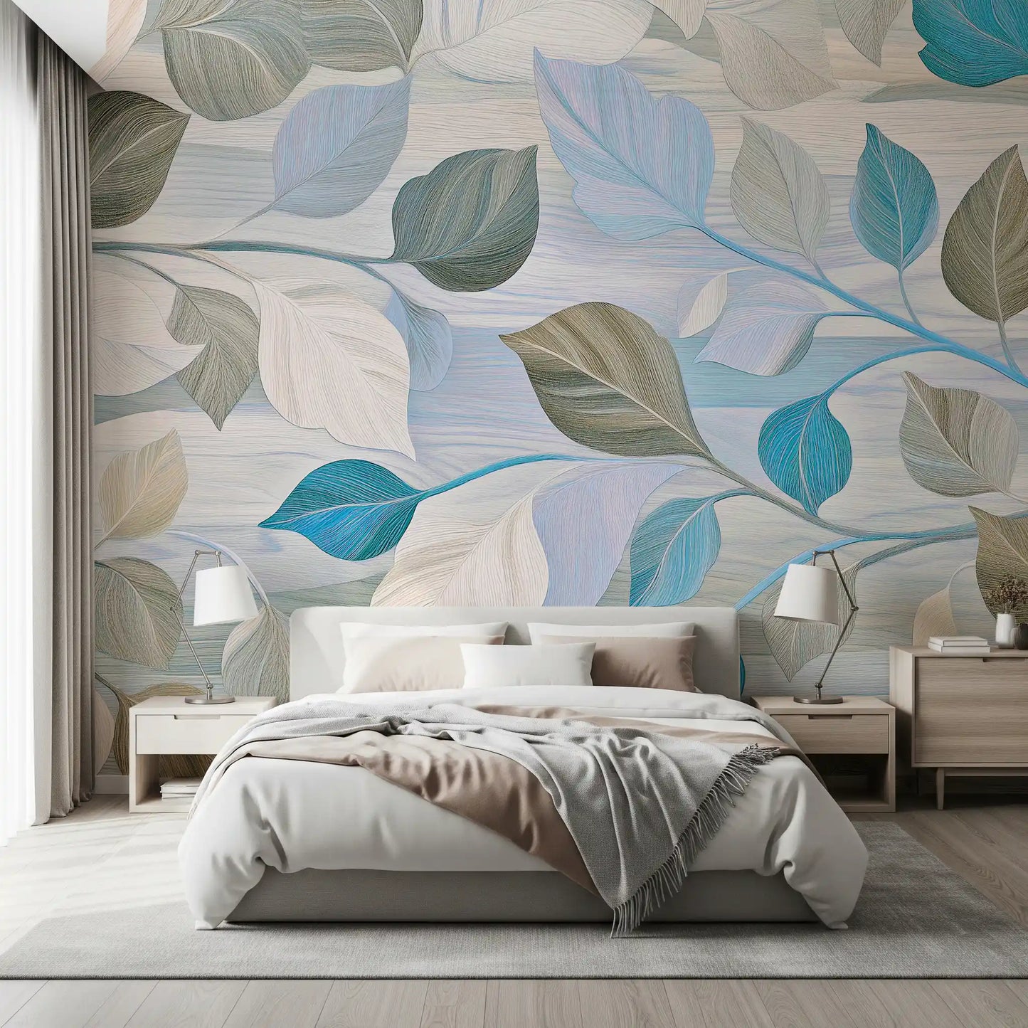 Whispering Leaves Pastel Botanical Wall Mural