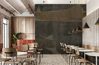 Weathered stone slab wall mural warming a modern restaurant, GD10811
