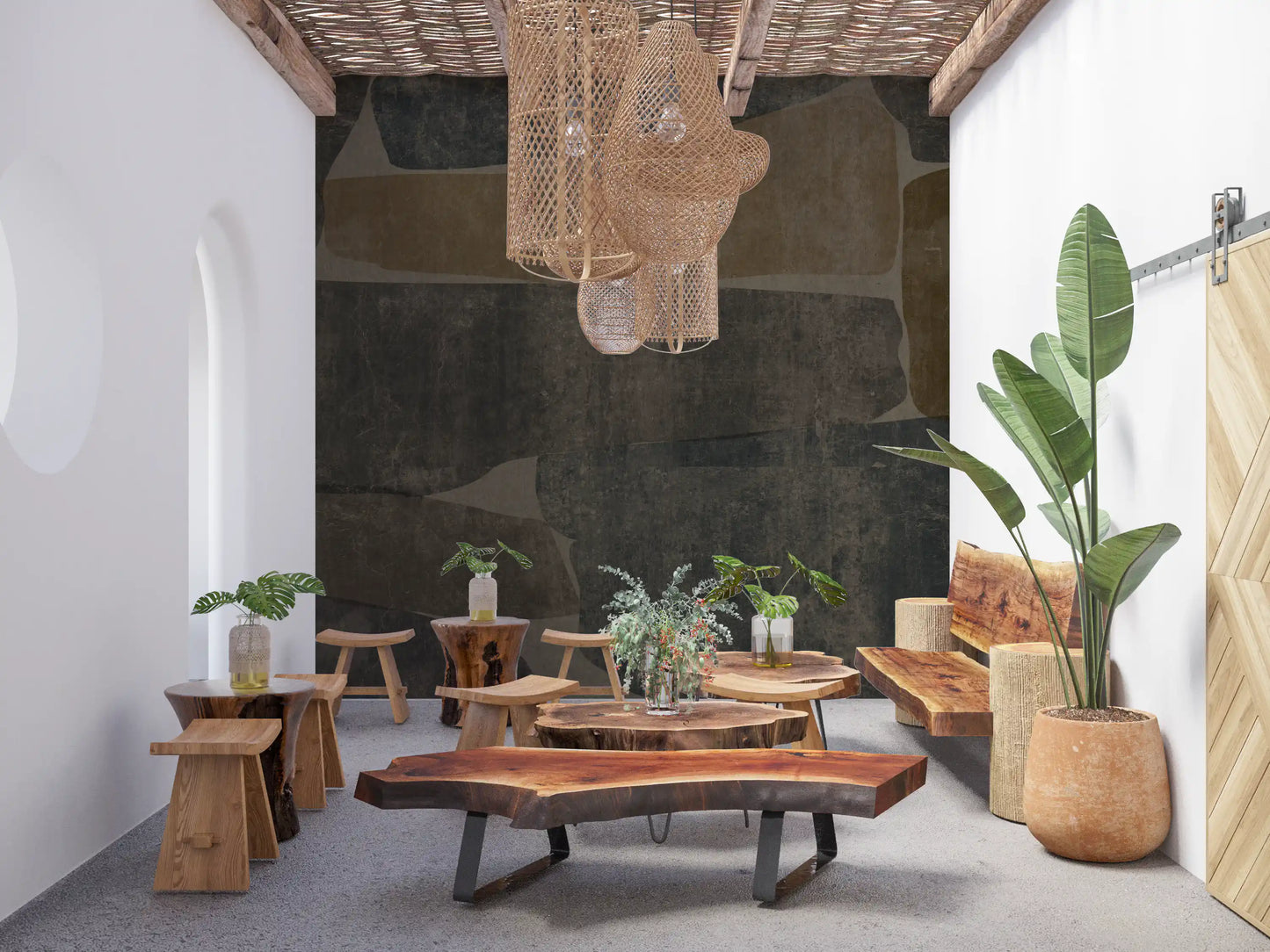 Rough stone shapes stack up the slab wall mural, GD10811
