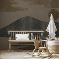 In a calm Nursery, a low ochre sun glows in the Wabi-Sabi wall mural GD10812