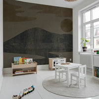 Rolling grey shapes build a minimal landscape across this wall mural GD10812
