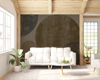 Muted taupe orbs set a lounge tone in this Industrial Geometric wall mural, GD10813
