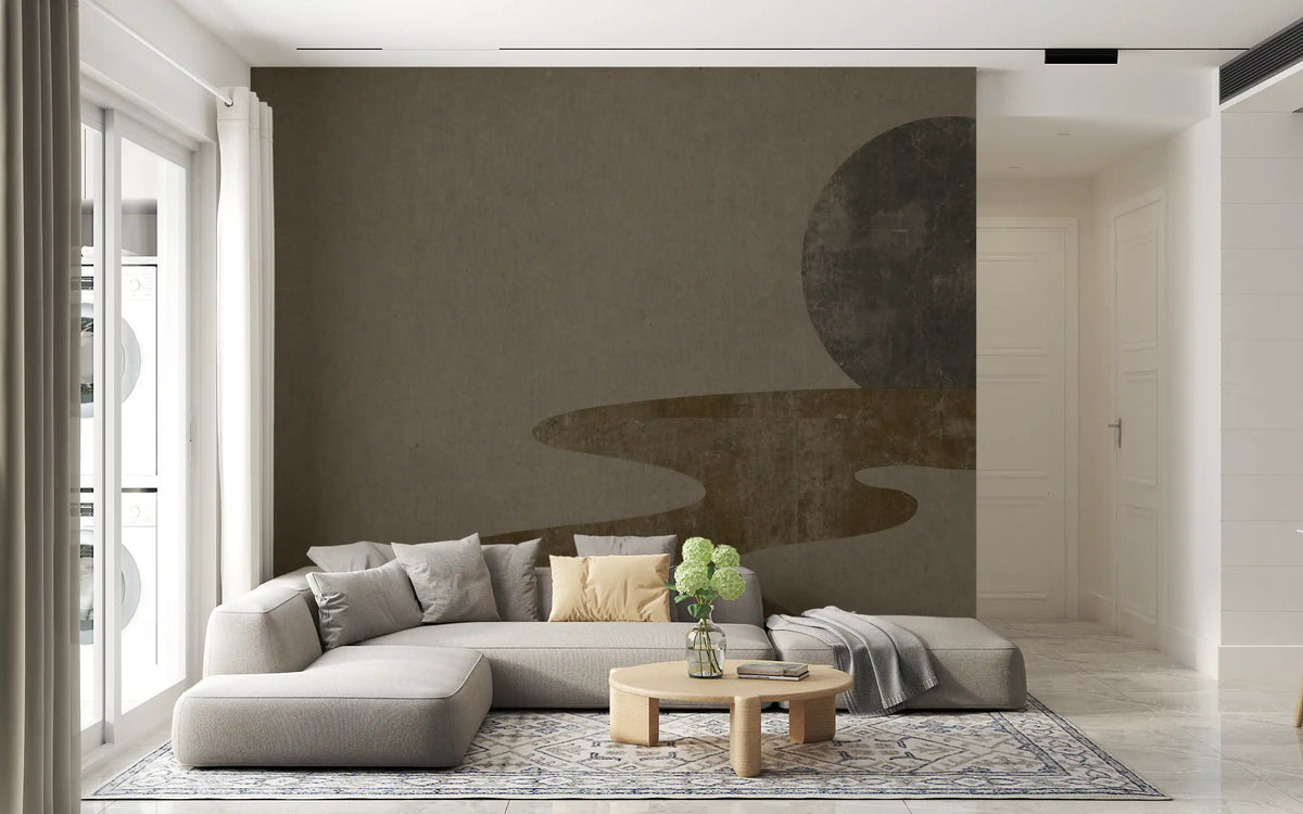 A hallway gains a quiet focus from the Zen Dusk wall mural GD10814