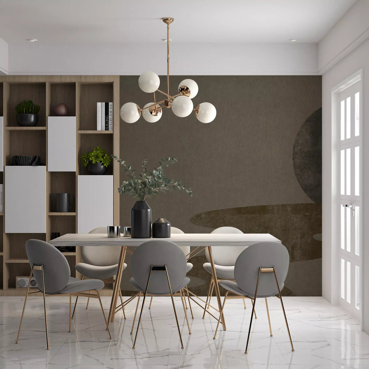 Open, empty space keeps the Zen Dusk Landscape wall mural sparse GD10814
