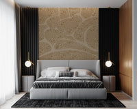 Warm cell pattern spreads over a Bedroom area, Pebble wall mural GD10815