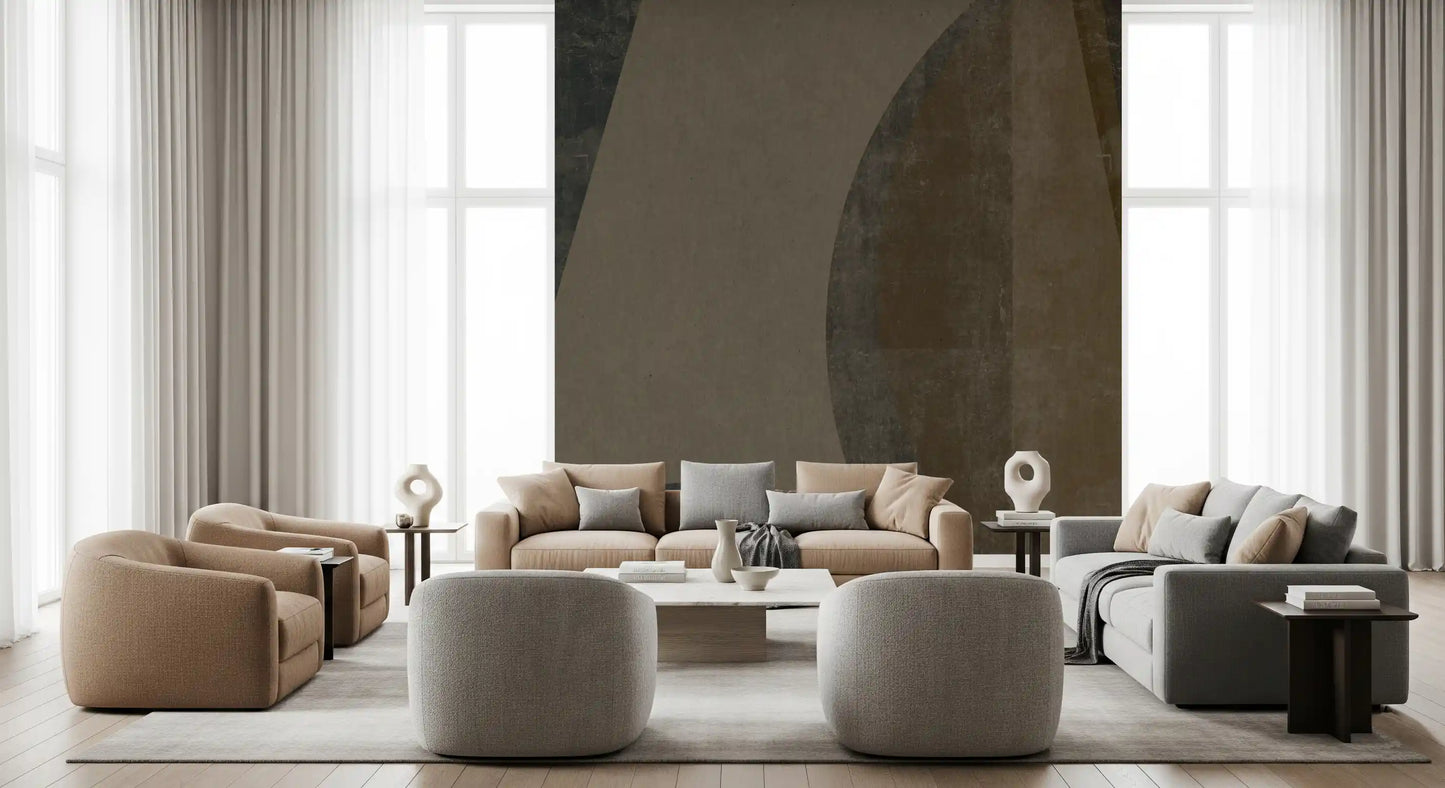 Calm, retro mood in a Living room behind the arcs wall mural, GD10816

