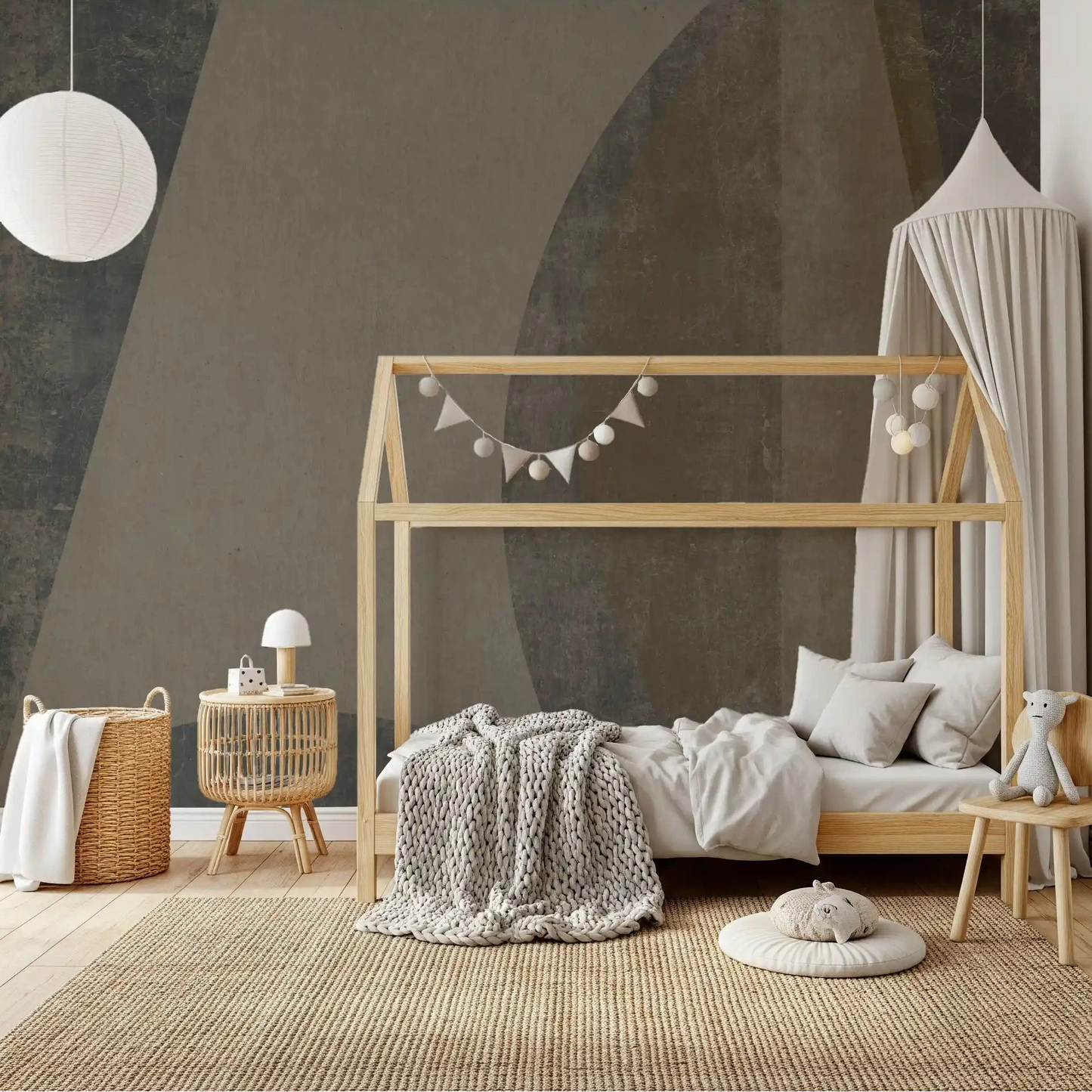 Big mid-century arcs on a Bedroom wall mural, GD10816
