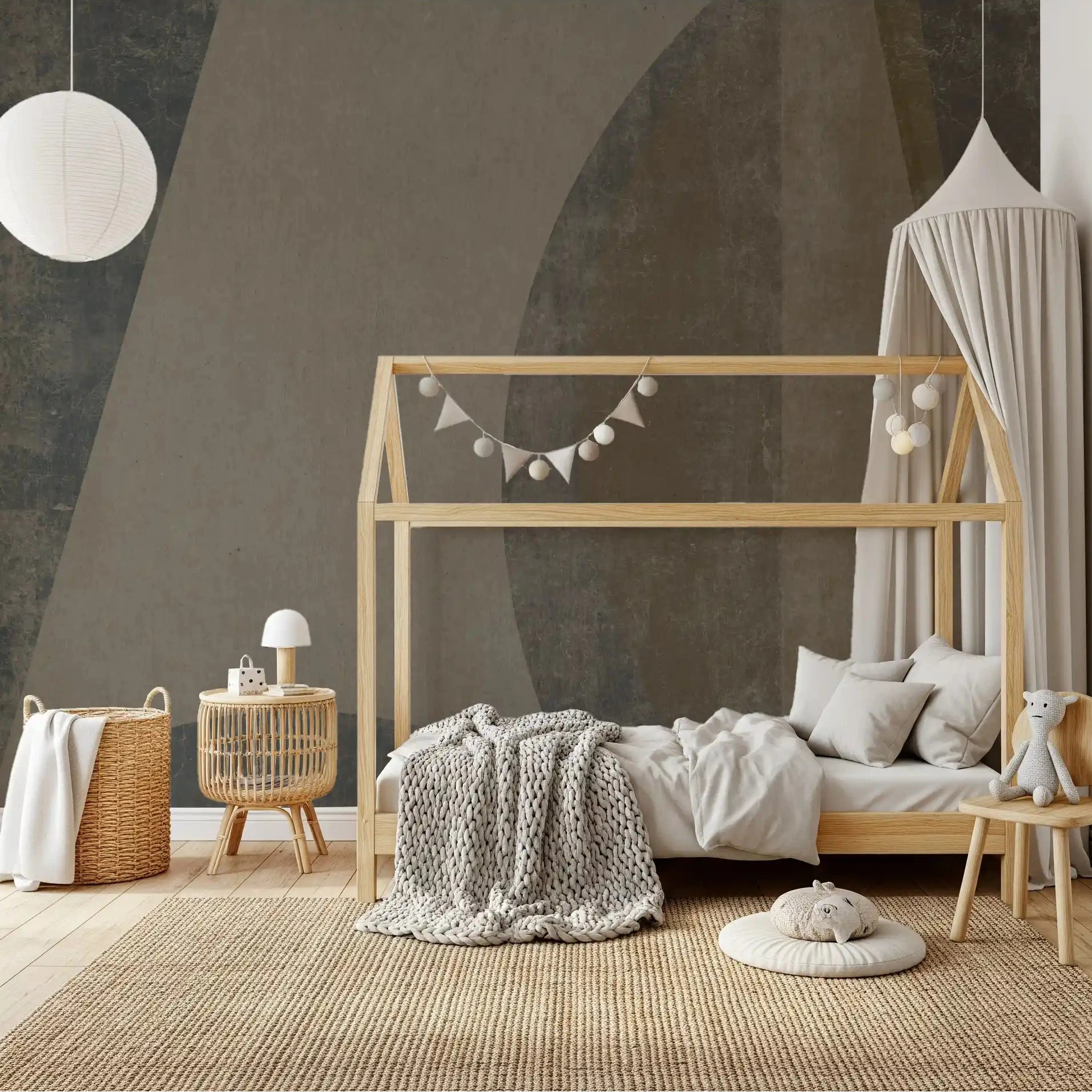 Big mid-century arcs on a Bedroom wall mural, GD10816
