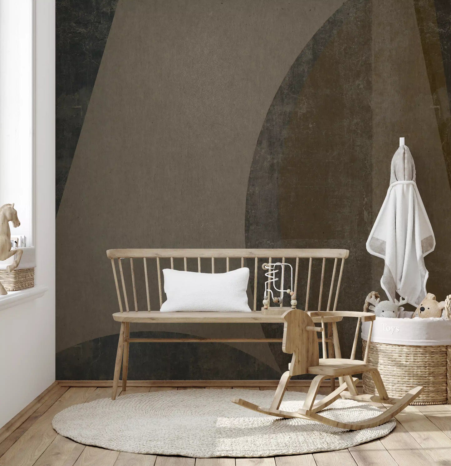 Textured curved arcs wall mural easing a quiet Nursery , GD10816
