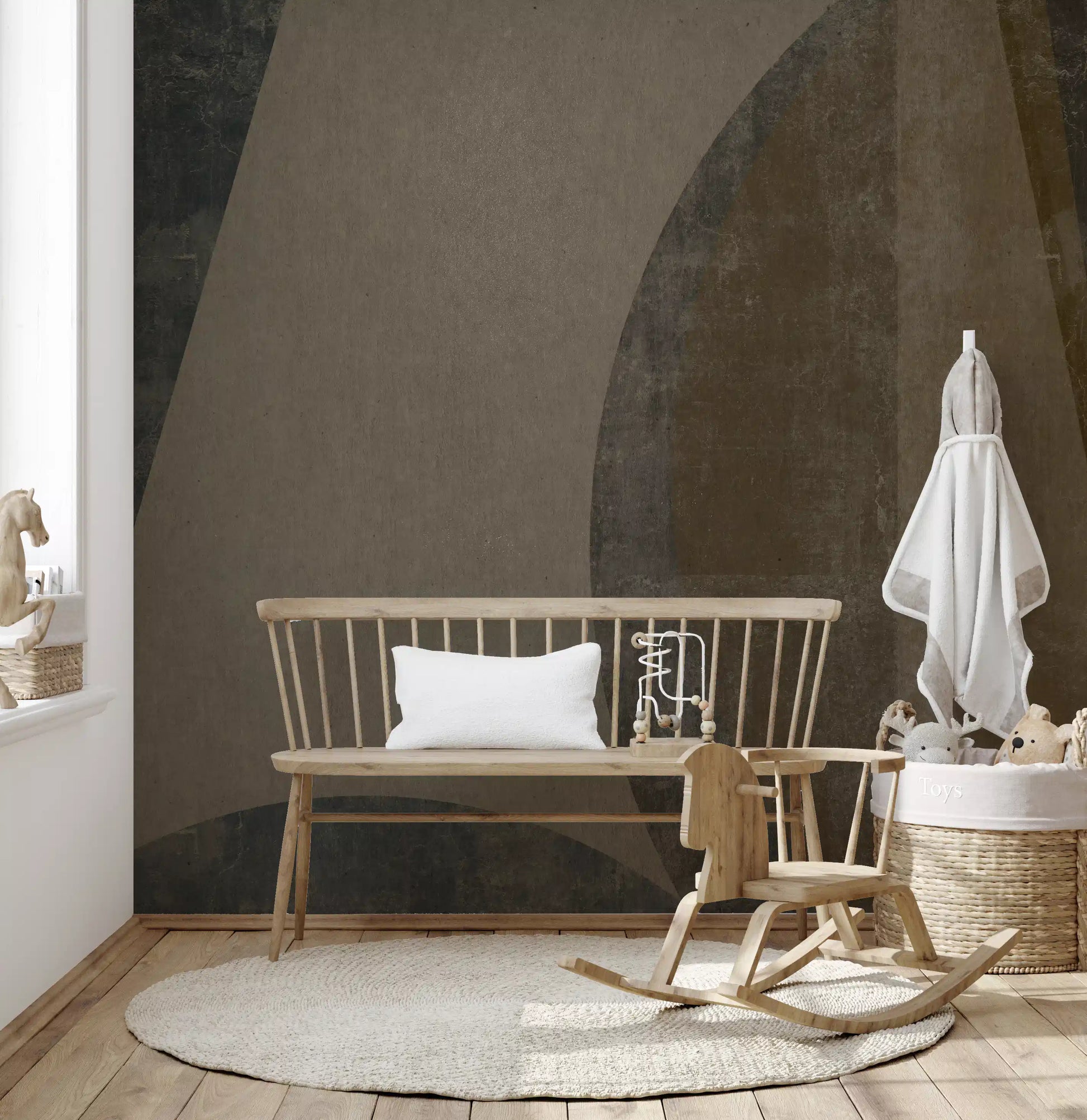 Textured curved arcs wall mural easing a quiet Nursery , GD10816