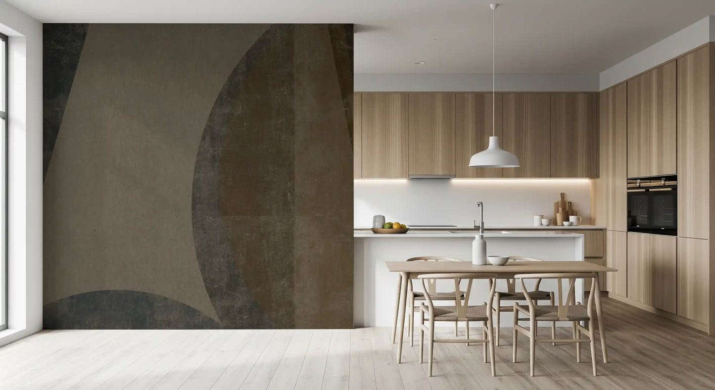 Curved shapes cross a grainy arcs wall mural, GD10816
