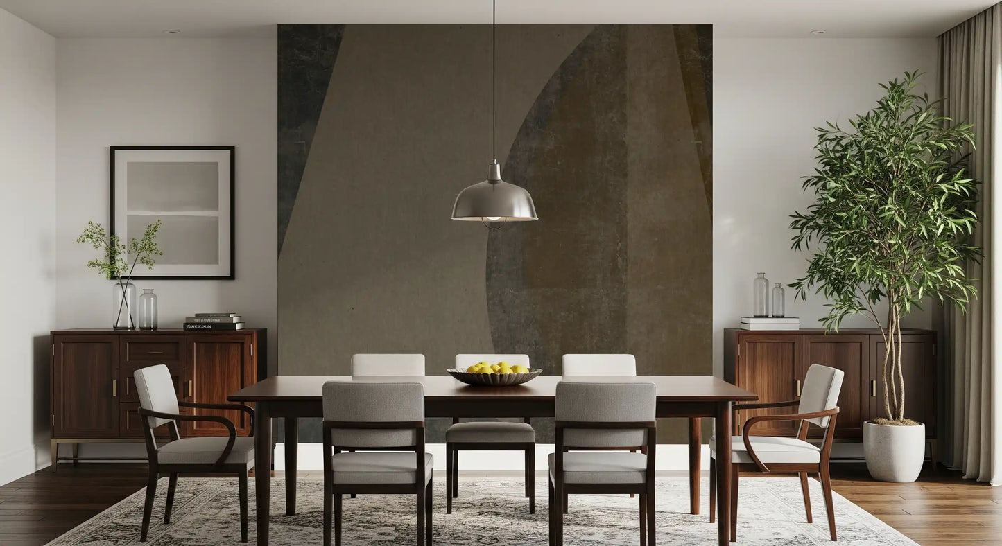 Warm brown meets inky charcoal on an arcs wall mural, GD10816
