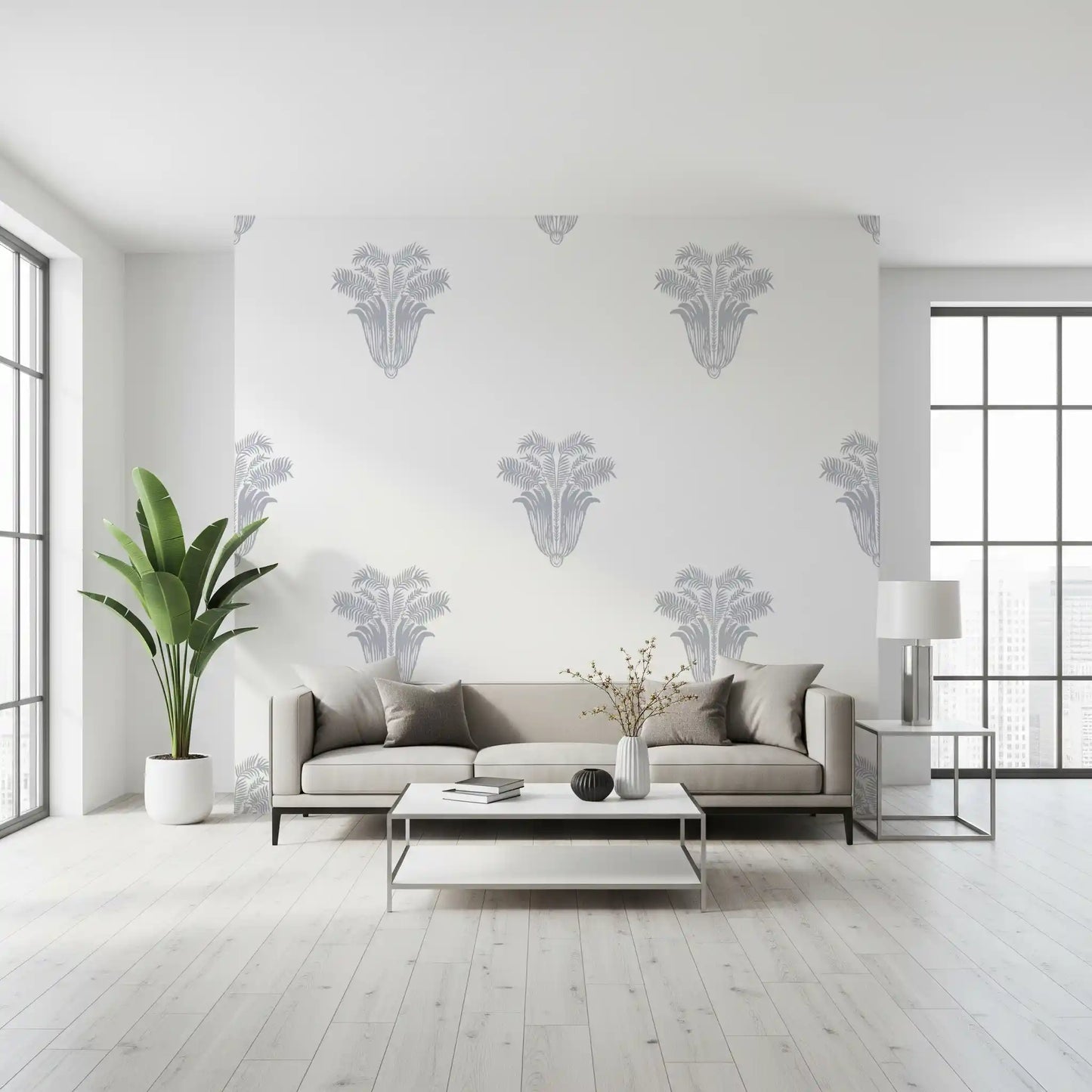 Minimalist Parisian Palm Crest Wall Decor Wallpaper⁠
