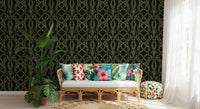 Midnight Ivy Interlaced Vine Botanical Pattern Wallpaper⁠