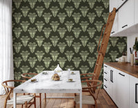 Vintage Art Deco Palm Damask Wallpaper Wallpaper⁠