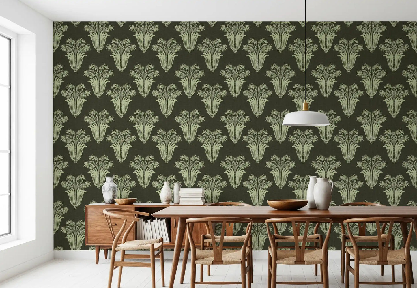 Vintage Art Deco Palm Damask Wallpaper Wallpaper⁠
