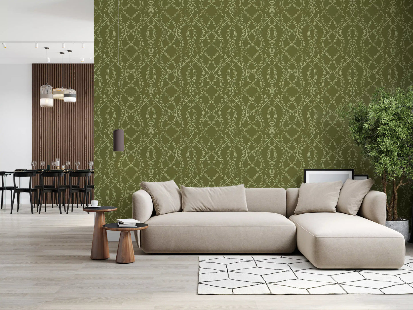 Sage Laurel Trellis Botanical Wallpaper Wallpaper⁠