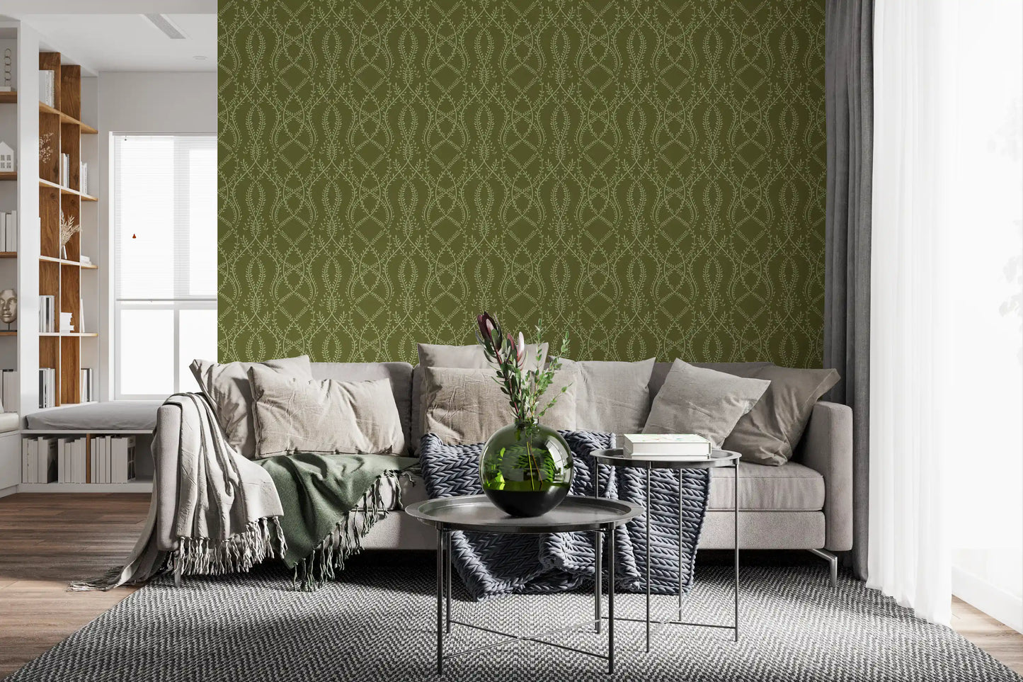 Sage Laurel Trellis Botanical Wallpaper Wallpaper⁠