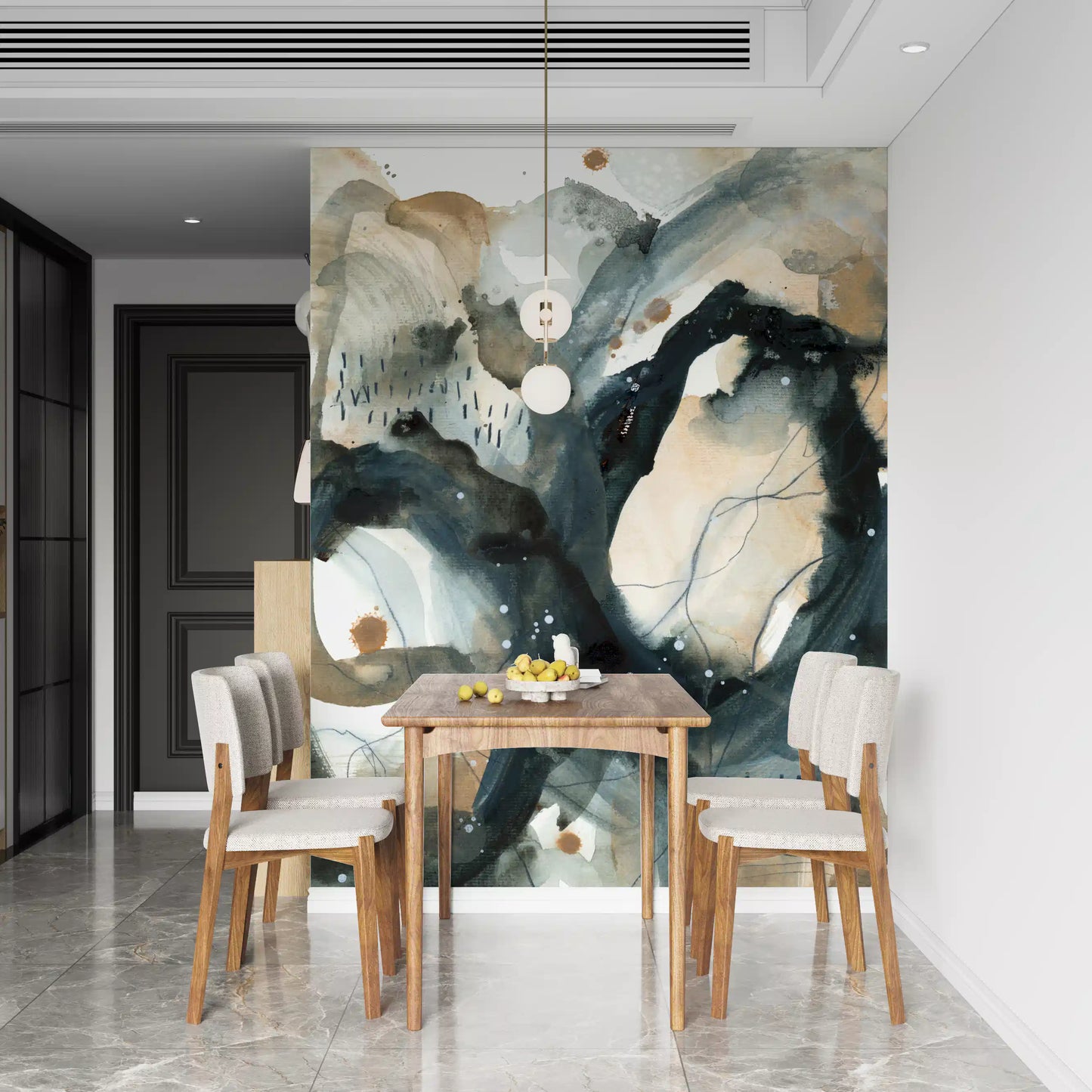 Abstract Ink Wash Wall Mural