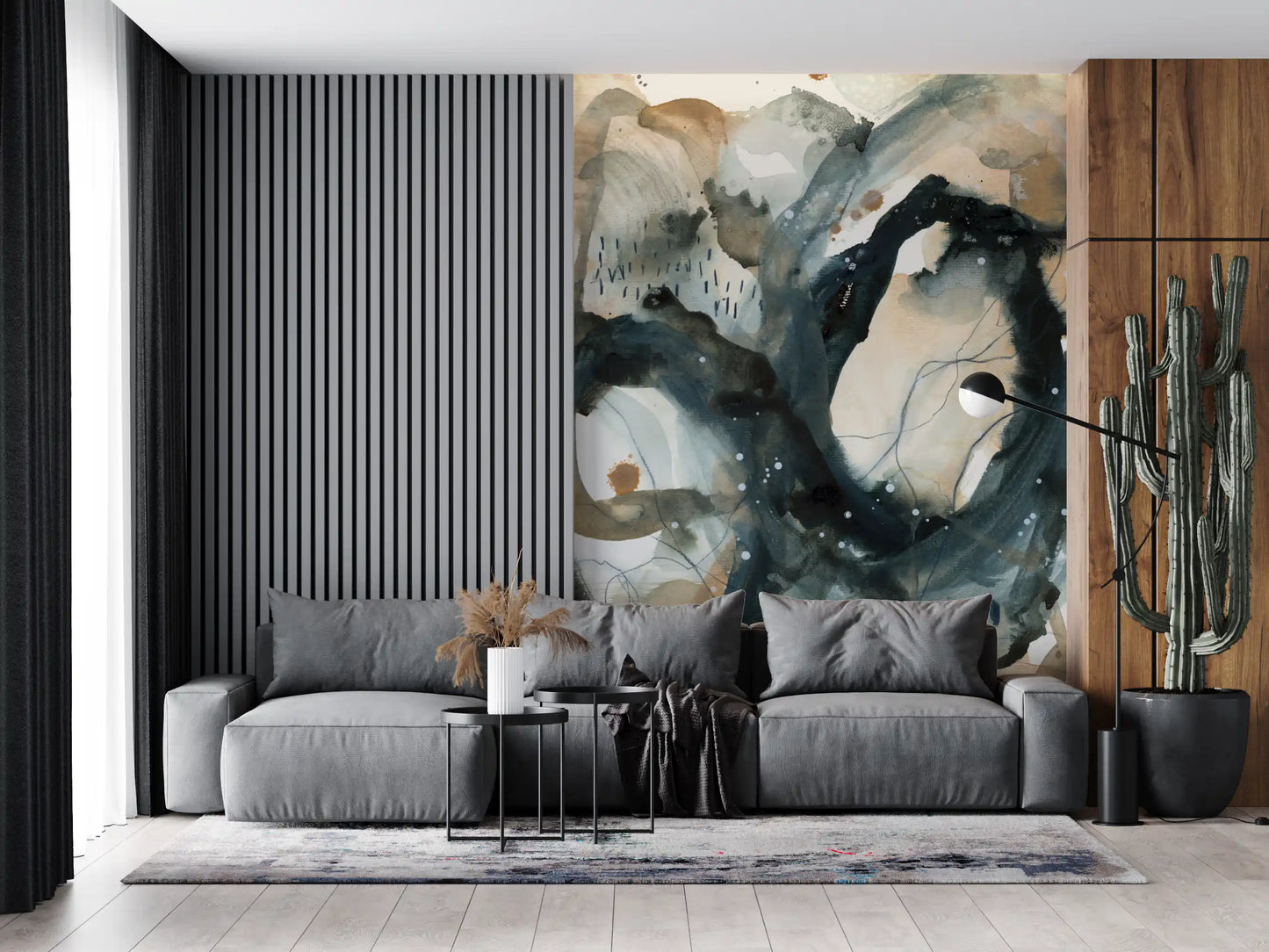 Abstract Ink Wash Wall Mural
