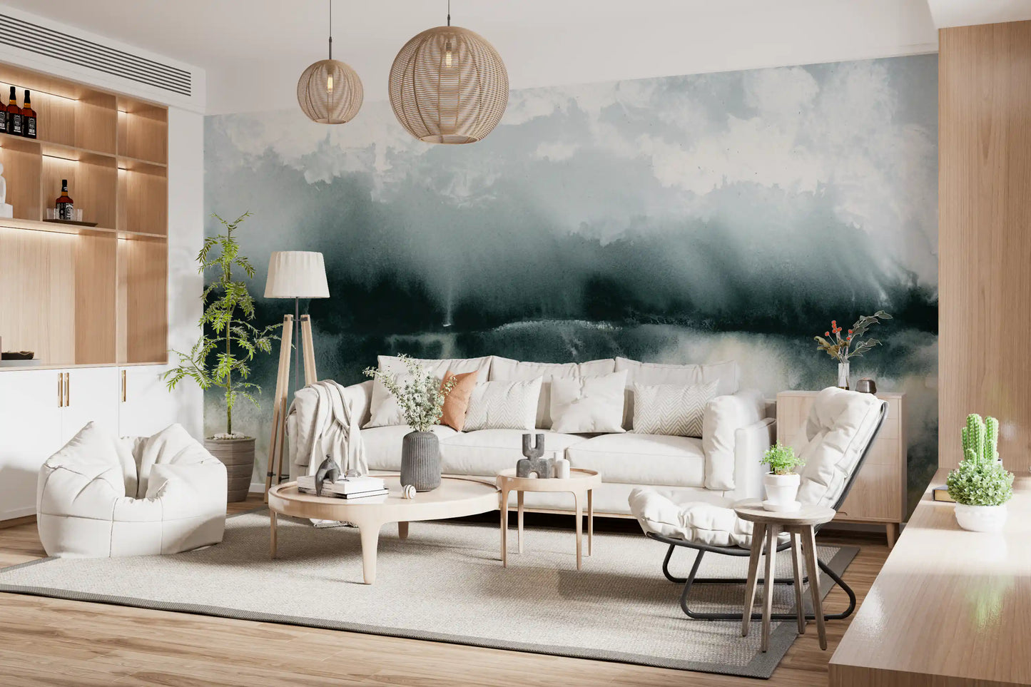 Whispering Mist Watercolor Landscape Wall Mural