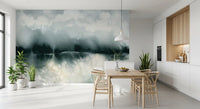 Serene Waterside Mist Abstract Mural Wall Mural