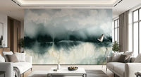 Serene Waterside Mist Abstract Mural Wall Mural