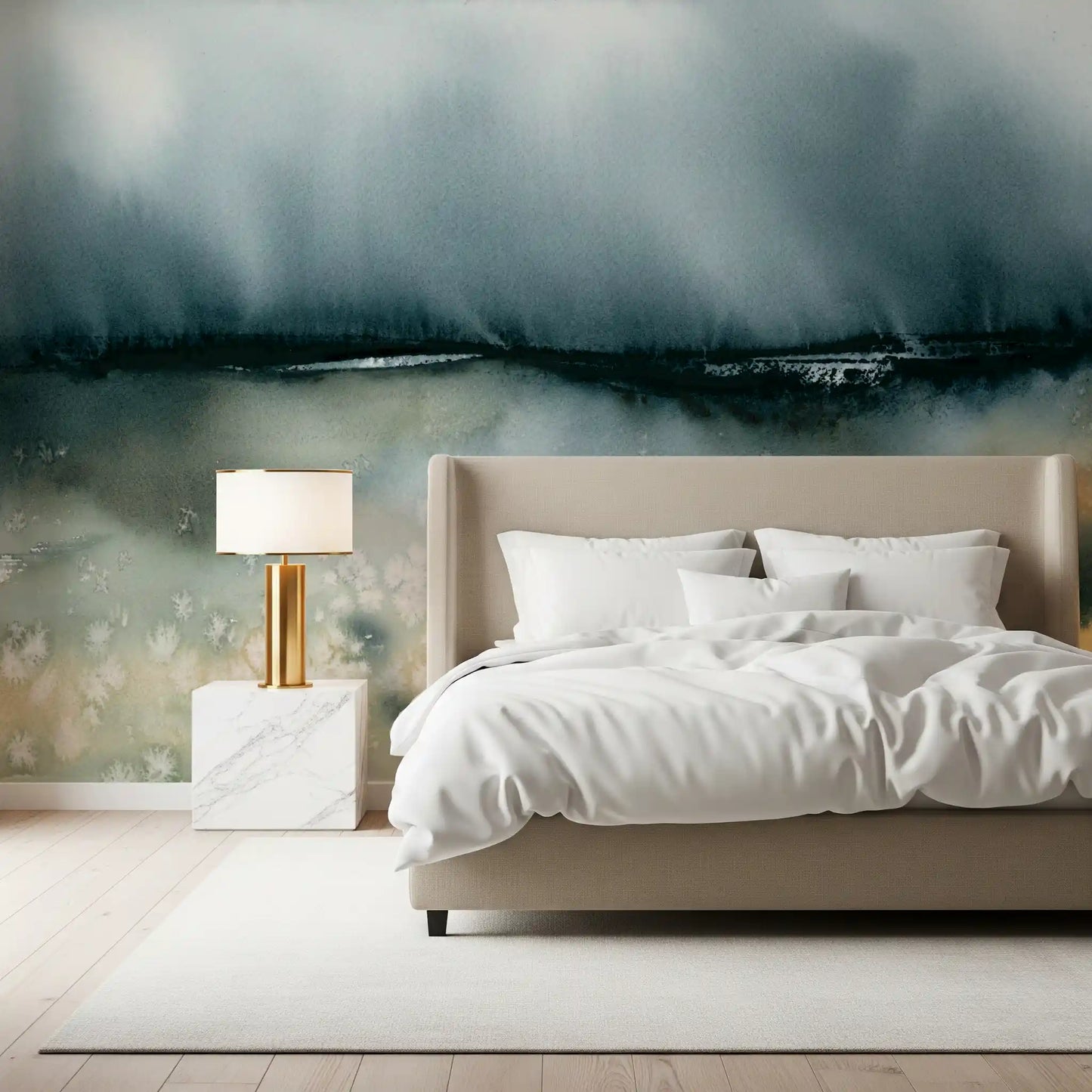 Soft Clouds Over Meadow Wall Mural