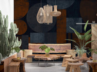 Industrial Rust and Charcoal Geometric Wallpaper Wall Mural
