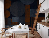 Industrial Rust and Charcoal Geometric Wallpaper Wall Mural