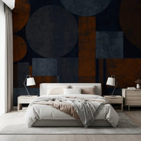 Industrial Rust and Charcoal Geometric Wallpaper Wall Mural