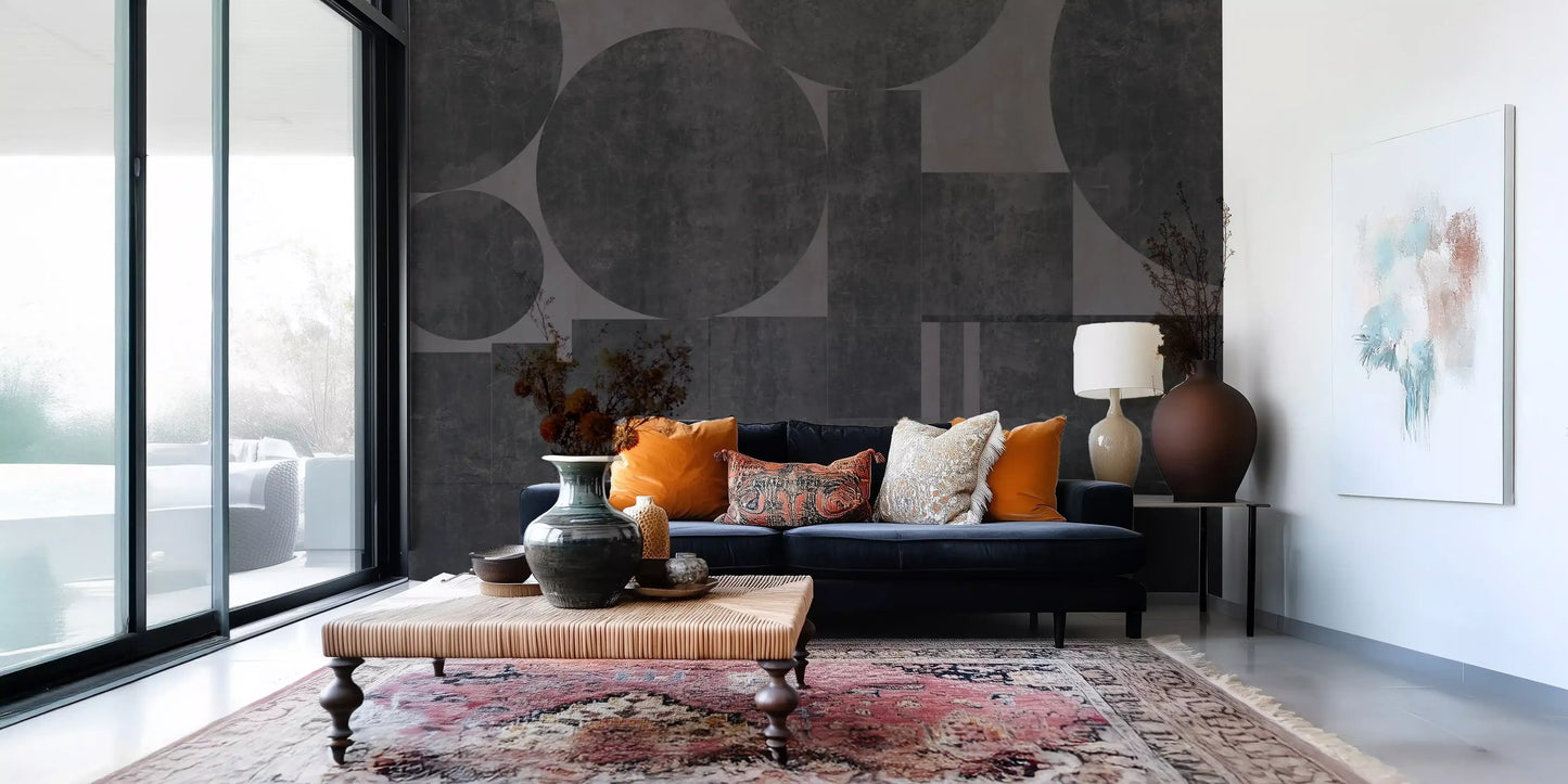 Industrial Charcoal Geometric Wall Mural Wall Mural