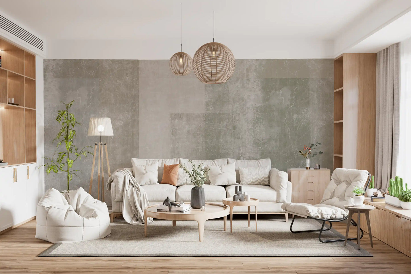 Muted Concrete Geometric Abstract Wallpaper Wall Mural