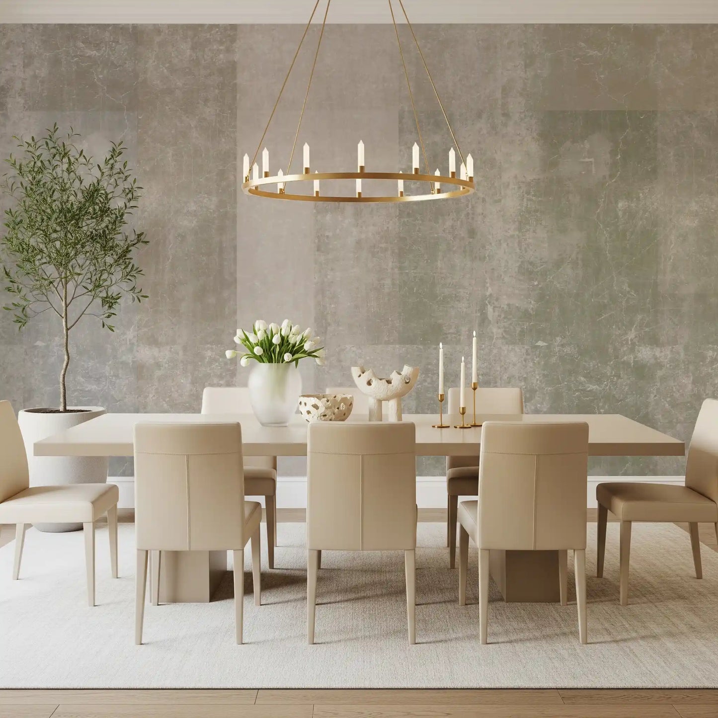 Muted Concrete Geometric Abstract Wallpaper Wall Mural