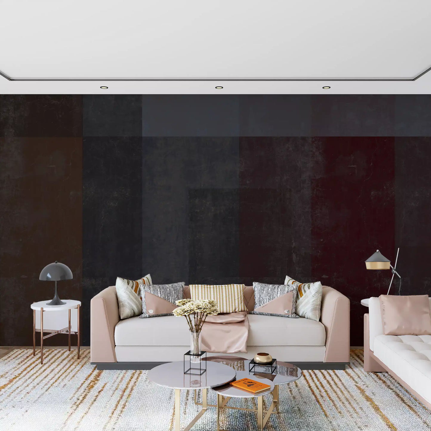 Crimson and Charcoal Plaster Wall Decor Wall Mural