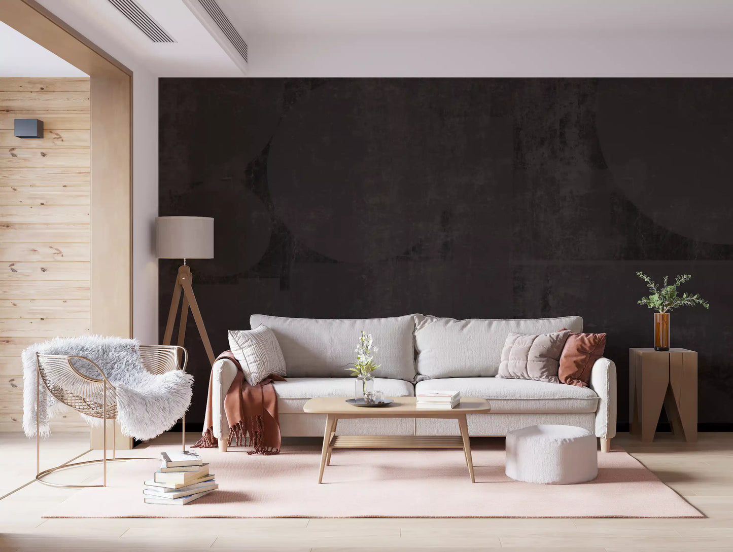 Industrial Charcoal Abstract Shapes Wallpaper Wall Mural