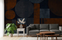 Earthy Geometrics Textured Circles Wall Mural