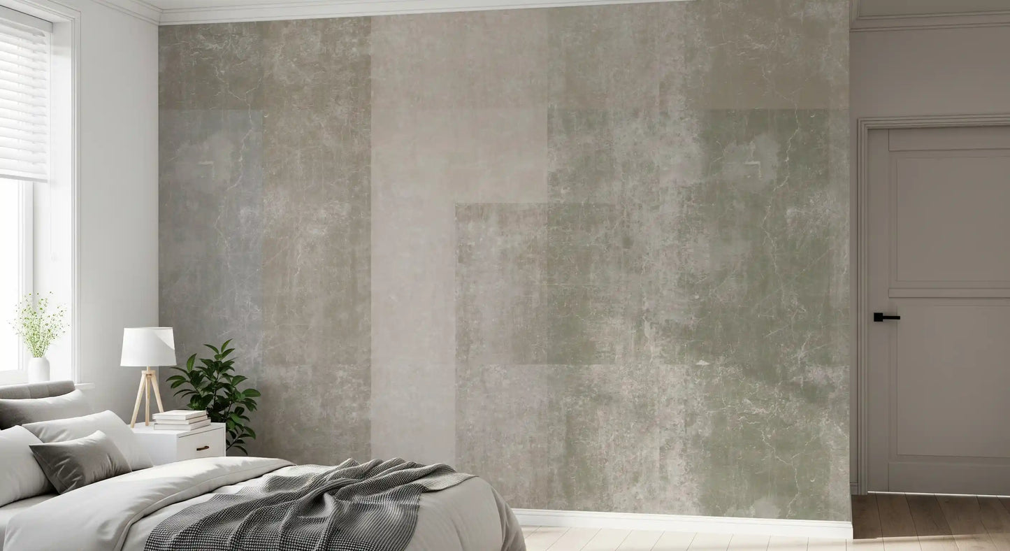 Muted Geometric Concrete Panels Wallpaper Wall Mural