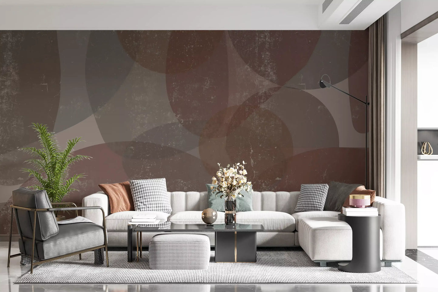 Rustic Earth Tones Abstract Pebble Wallpaper Wall Mural