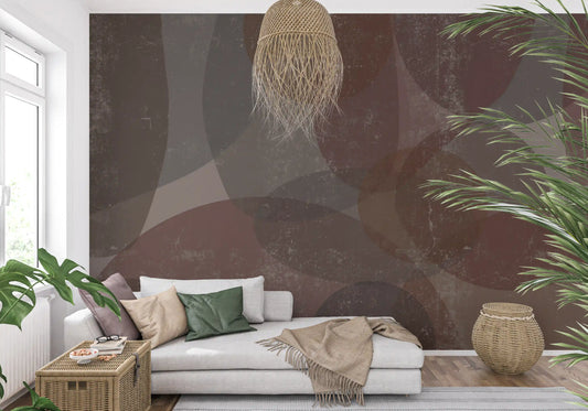 Rustic Earth Tones Abstract Pebble Wallpaper Wall Mural